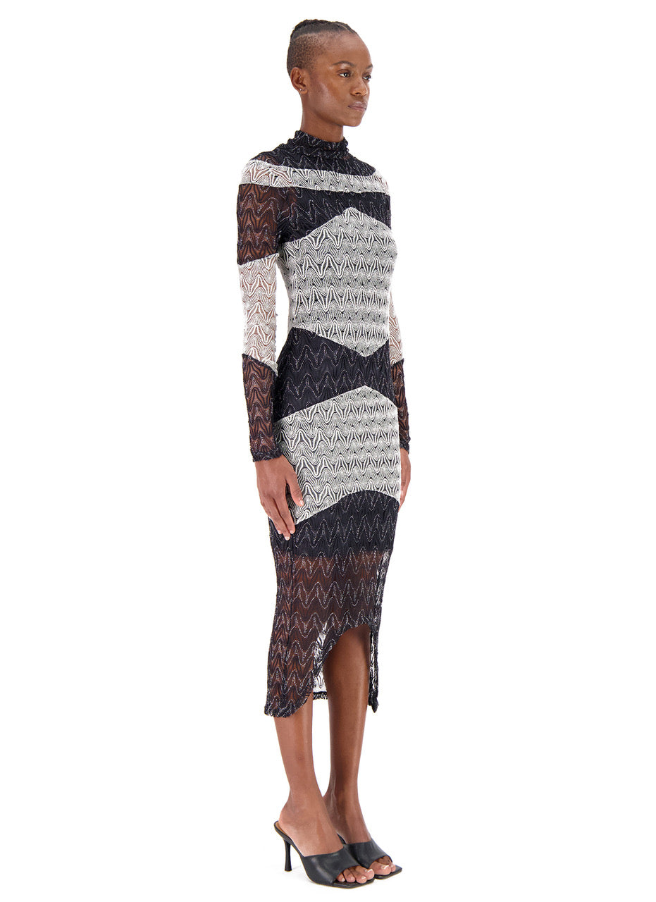 black knit floral dress Jade Black Blurred Floral Knit Dress main image 1
