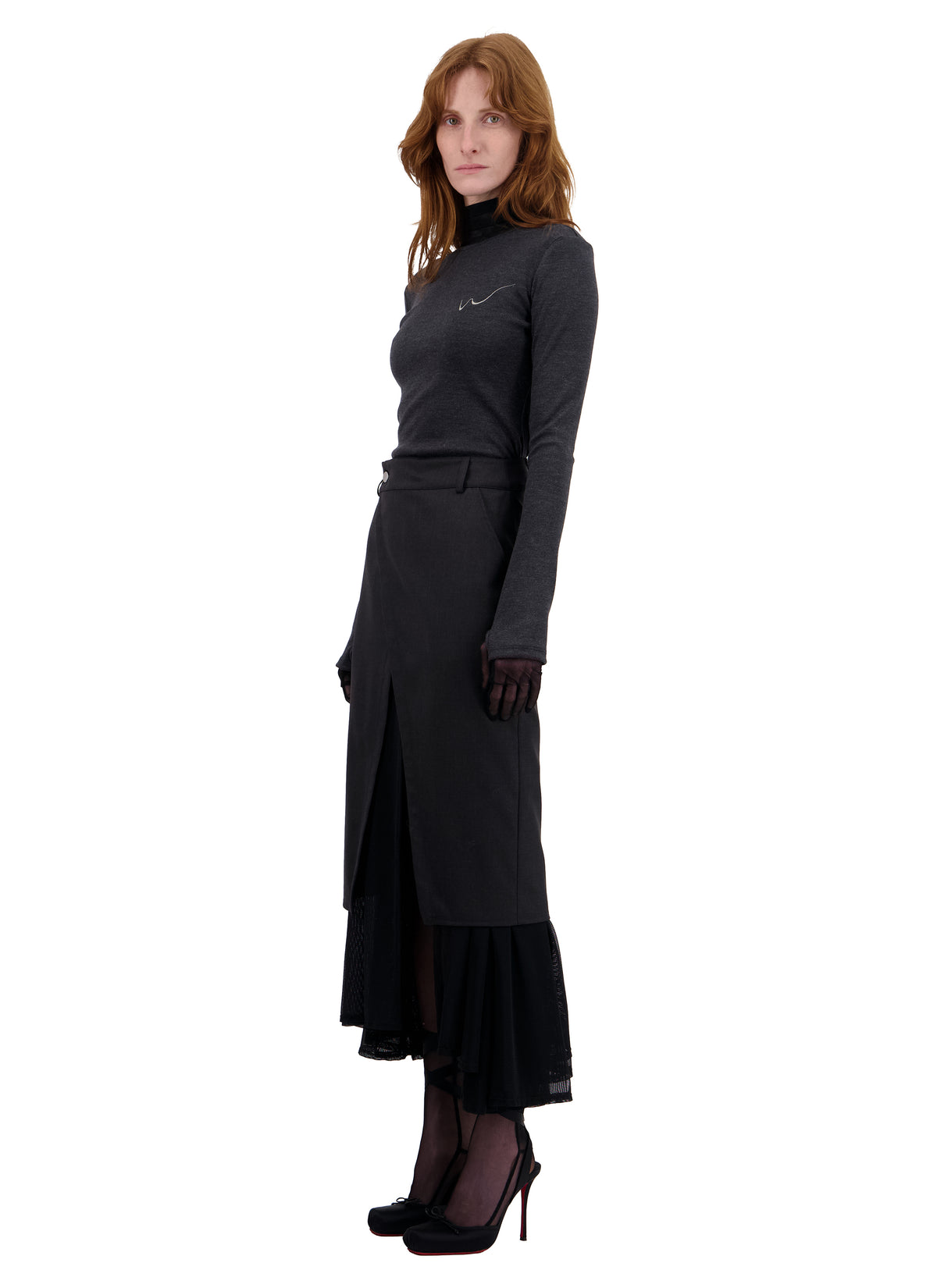 ASYMMETRICAL SKIRT WITH DOUBLE LAYER