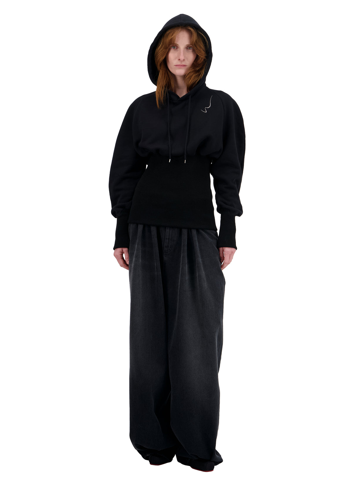 HOODIE WITH RIB CORSET