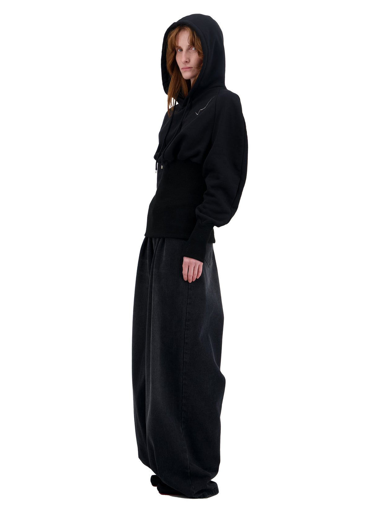 HOODIE WITH RIB CORSET