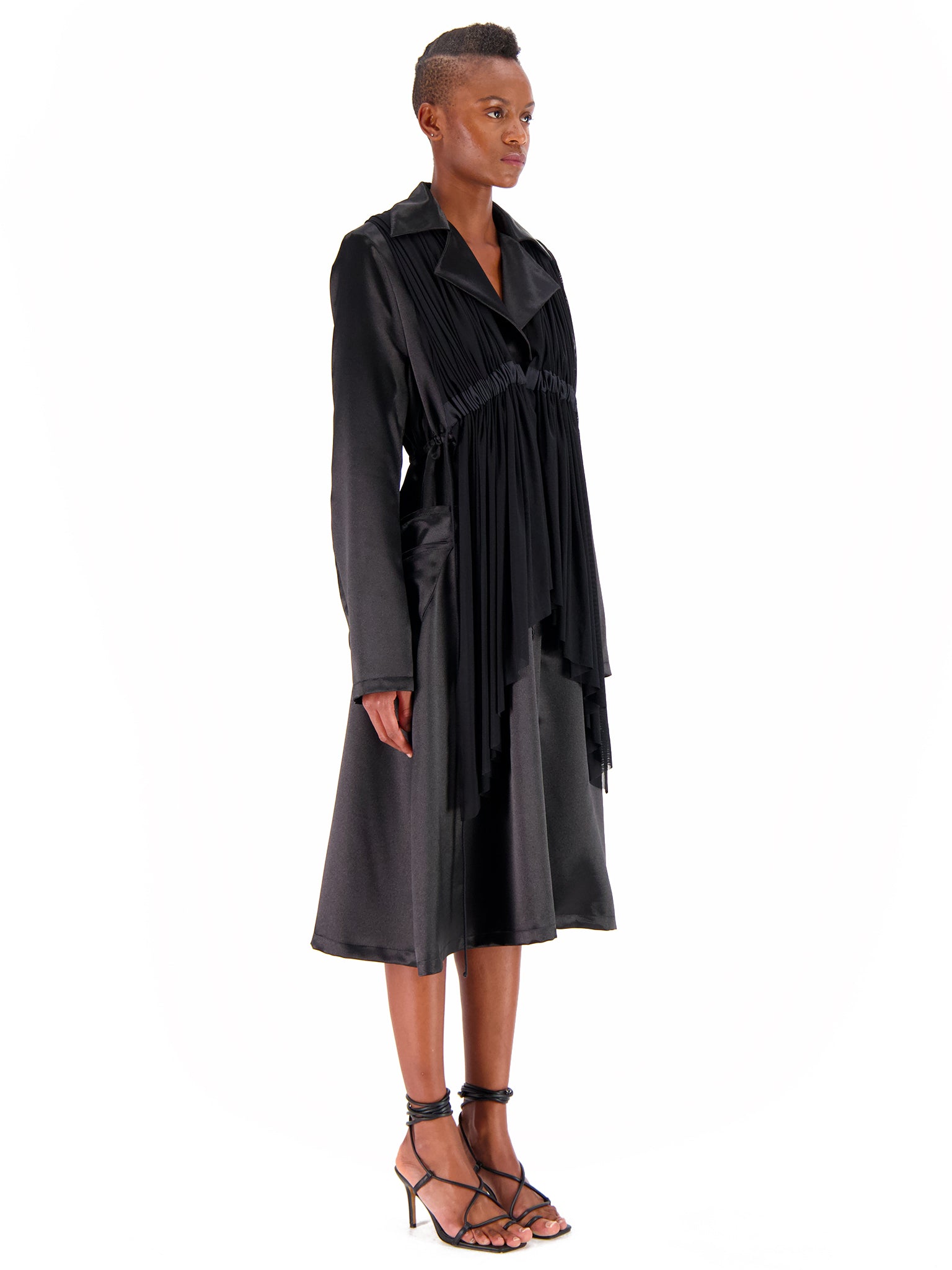 BLACK SATIN COAT