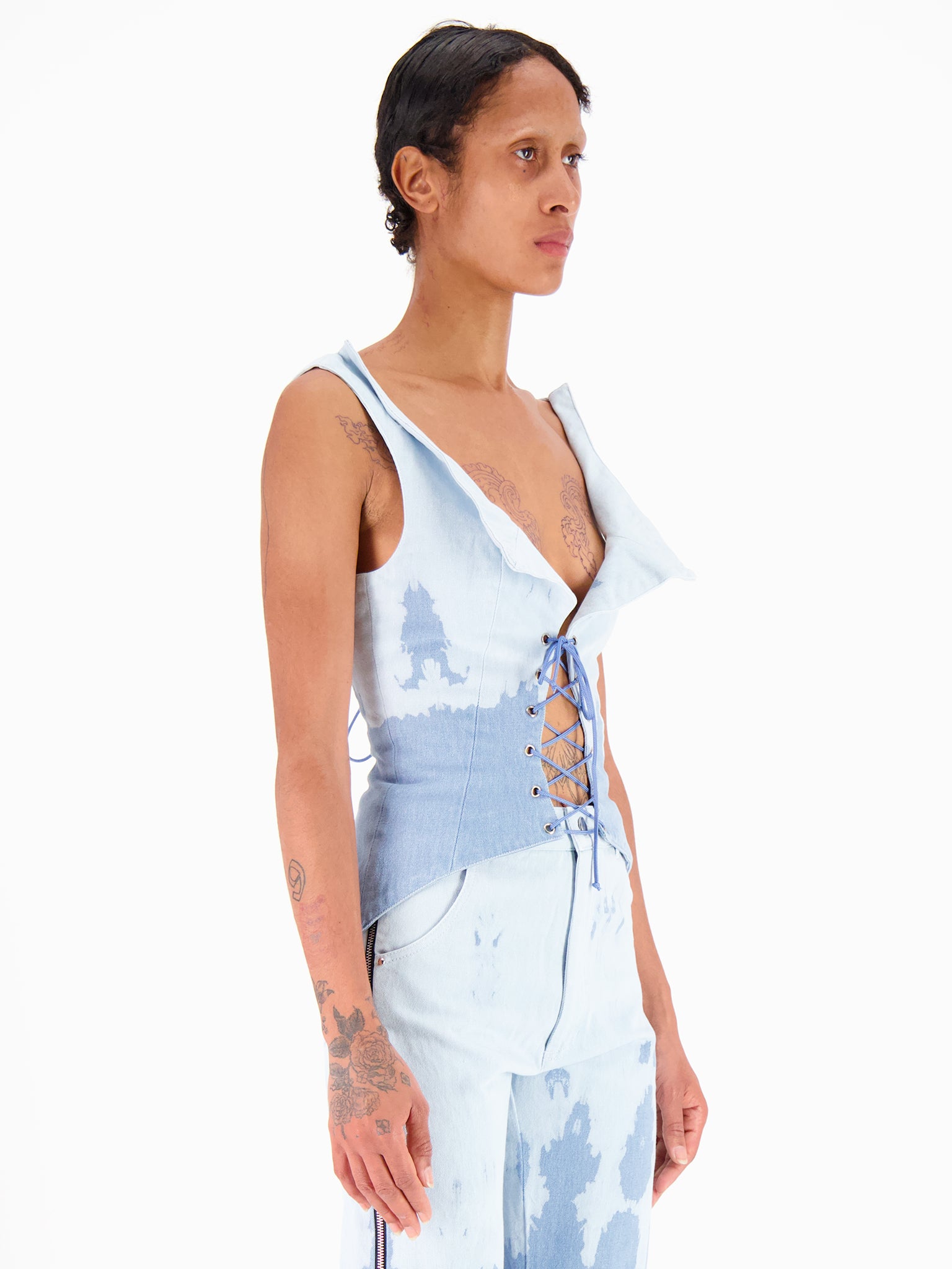 WASHED DENIM BUSTIER