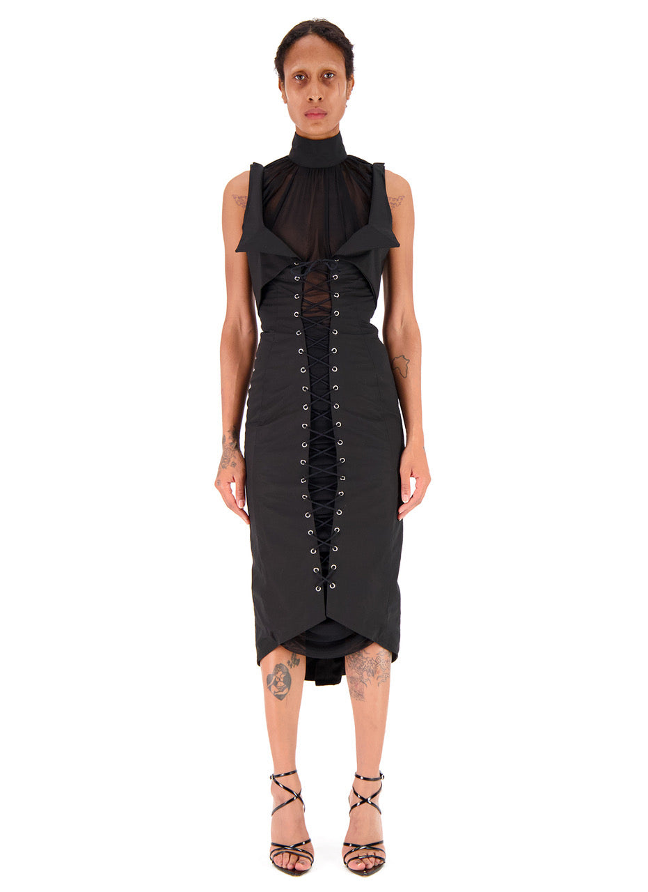 LACED FAUX-CORSET DRESS