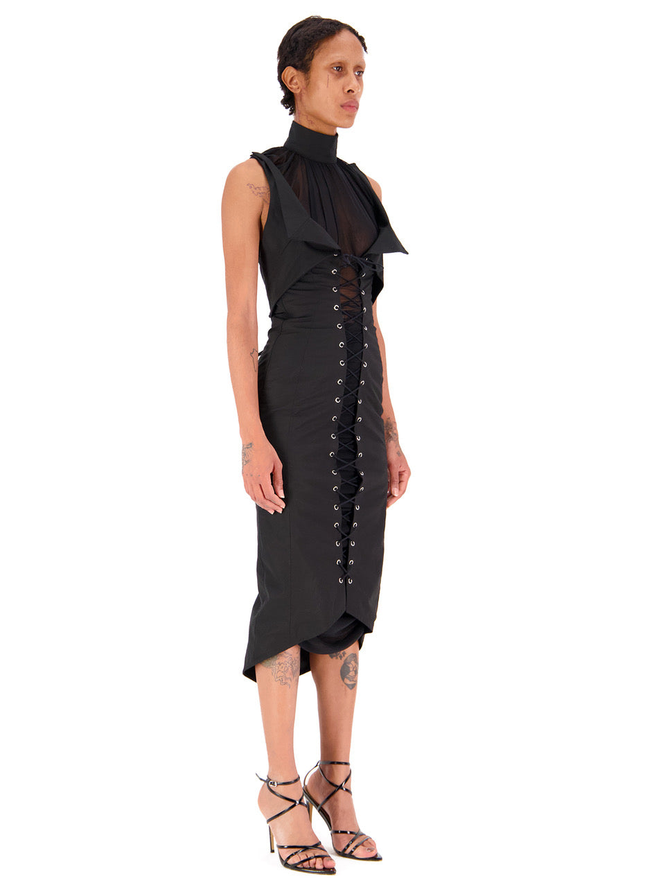 LACED FAUX-CORSET DRESS