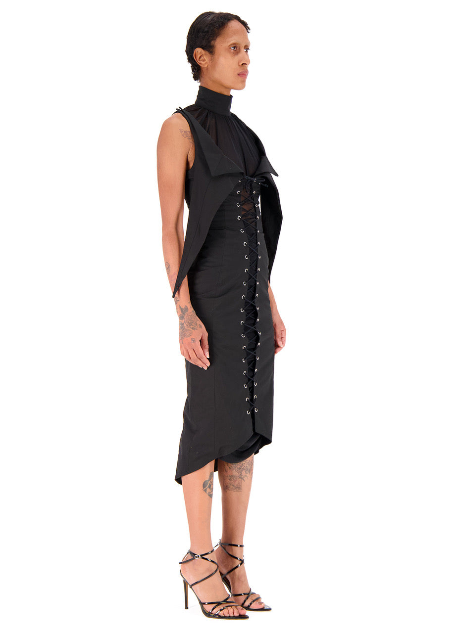 LACED FAUX-CORSET DRESS