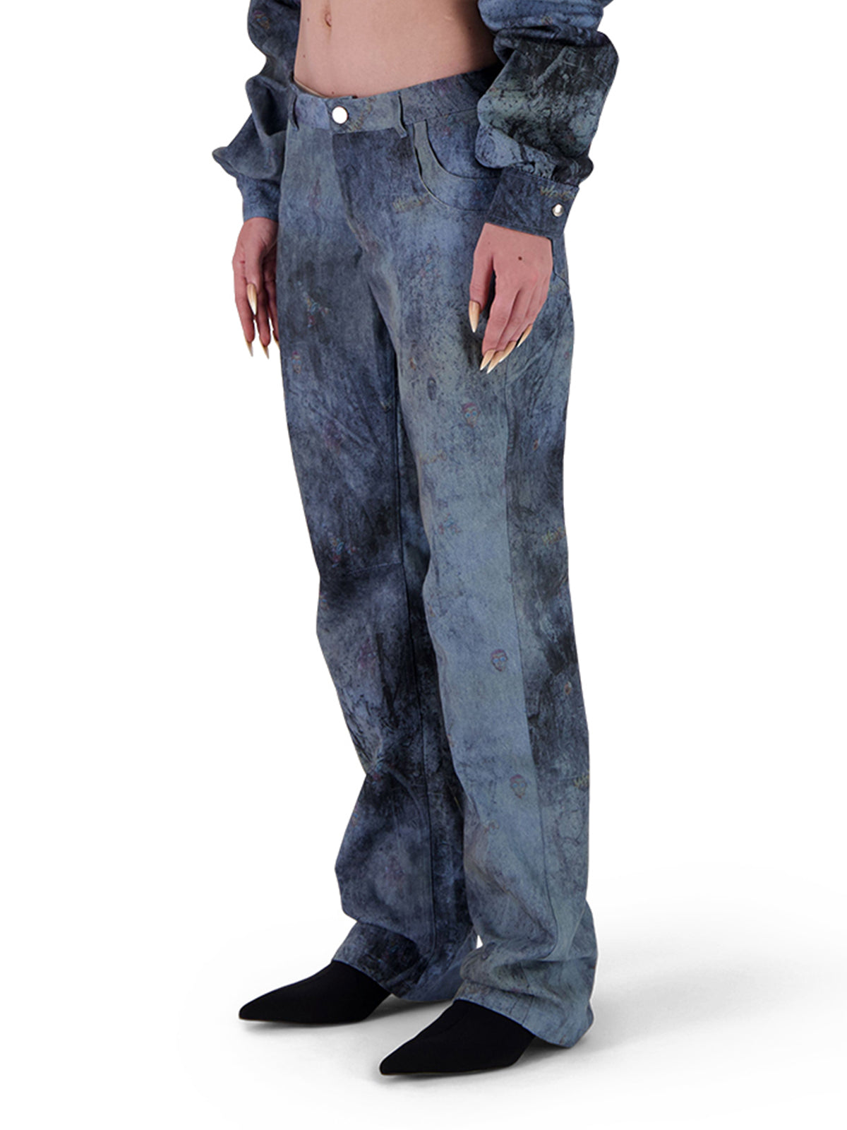LOW RISE PRINTED DENIM PRINT