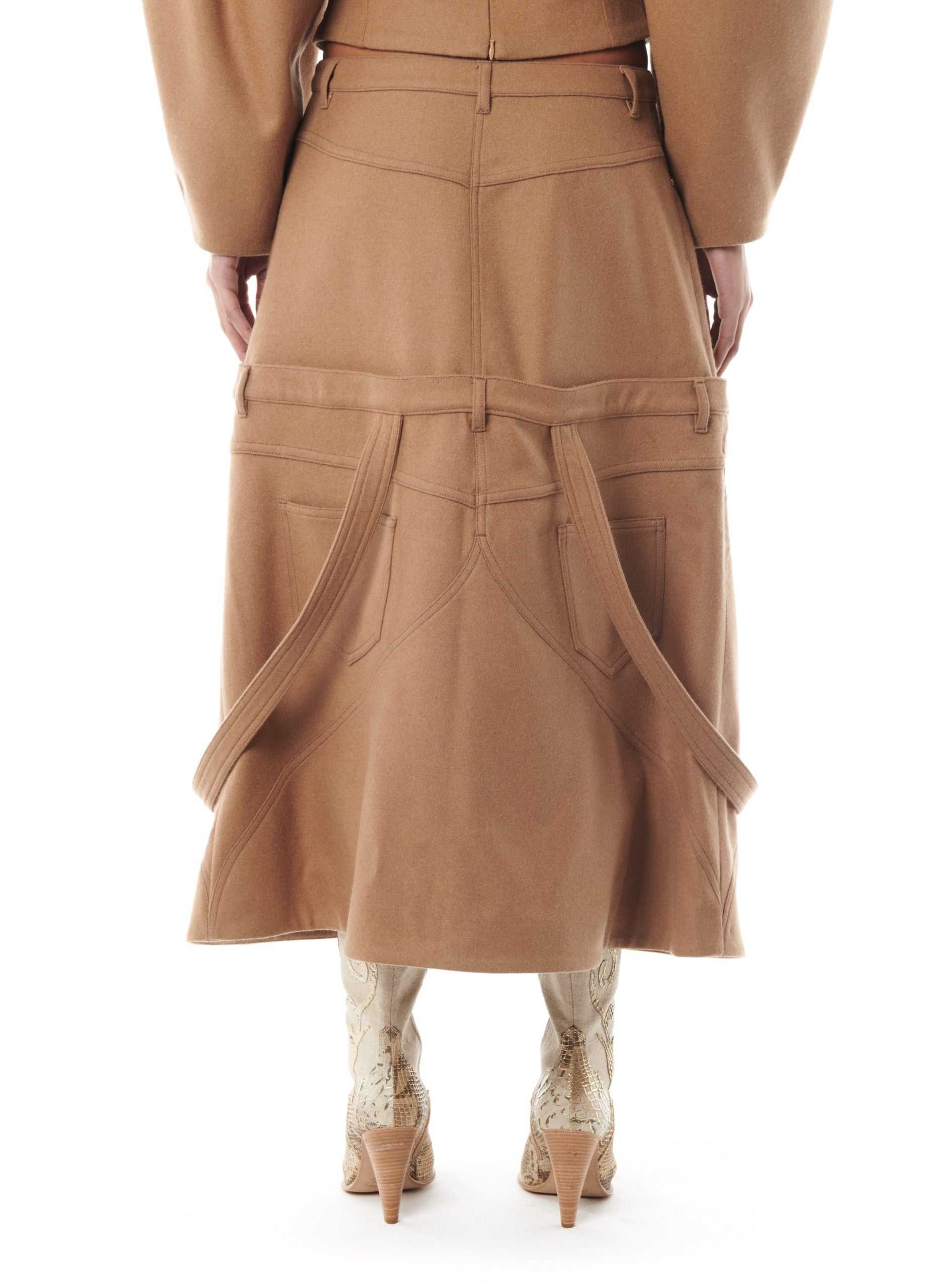 CAMEL WOOL SKIRT