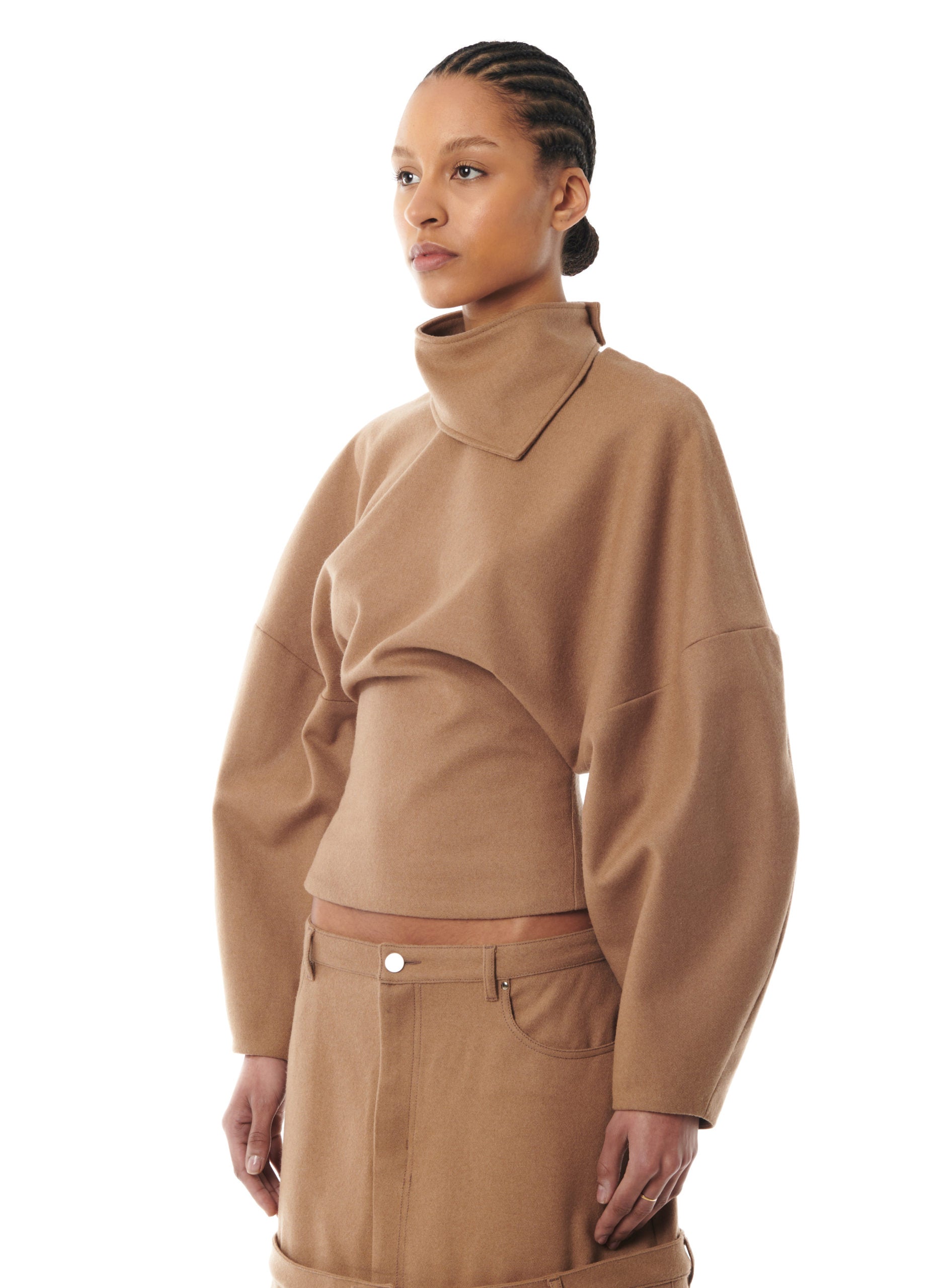 CAMEL WOOL RIDING TOP