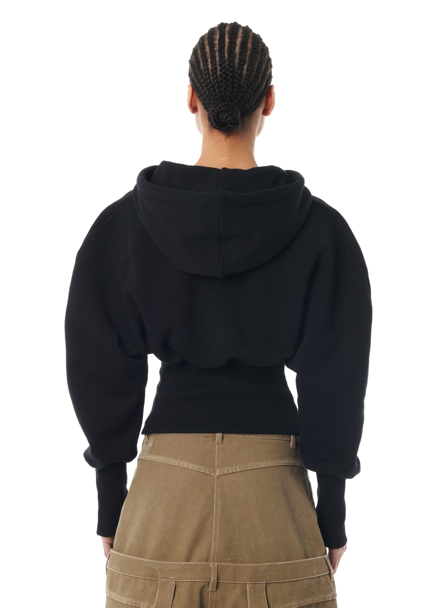 RIBBED FITTED HOODIE