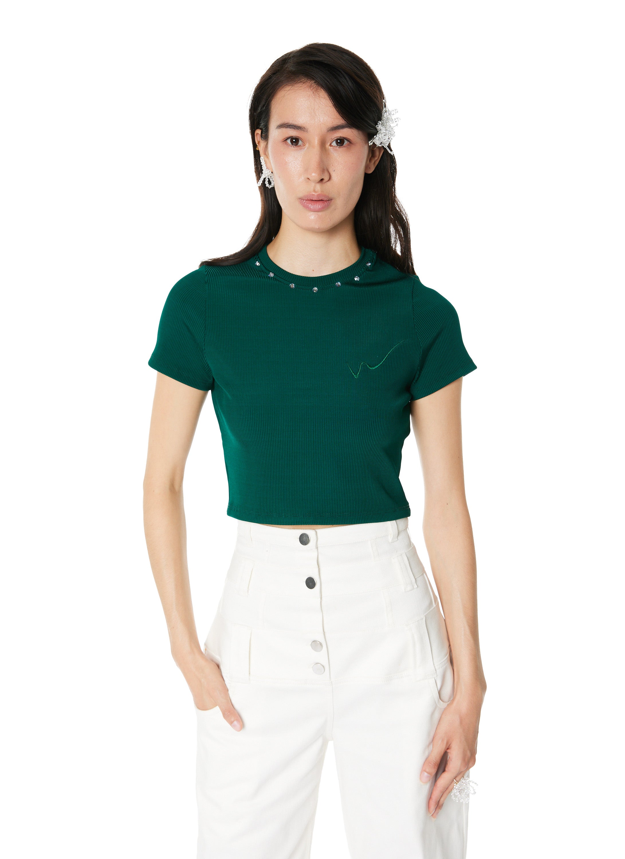 CROPPED SWAROVSKI TOP