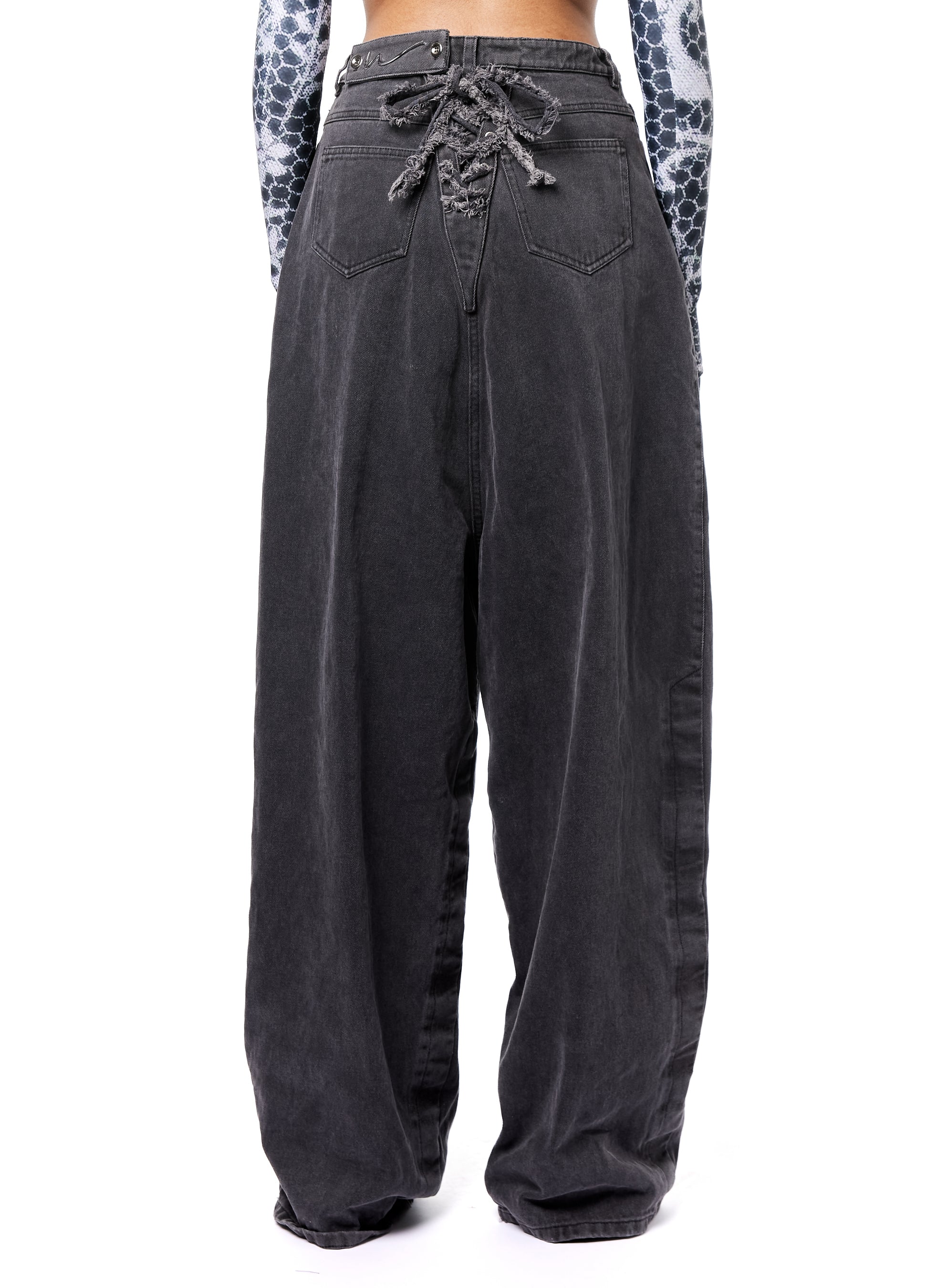 OVERSIZED WASHED DENIM CORSET PANT