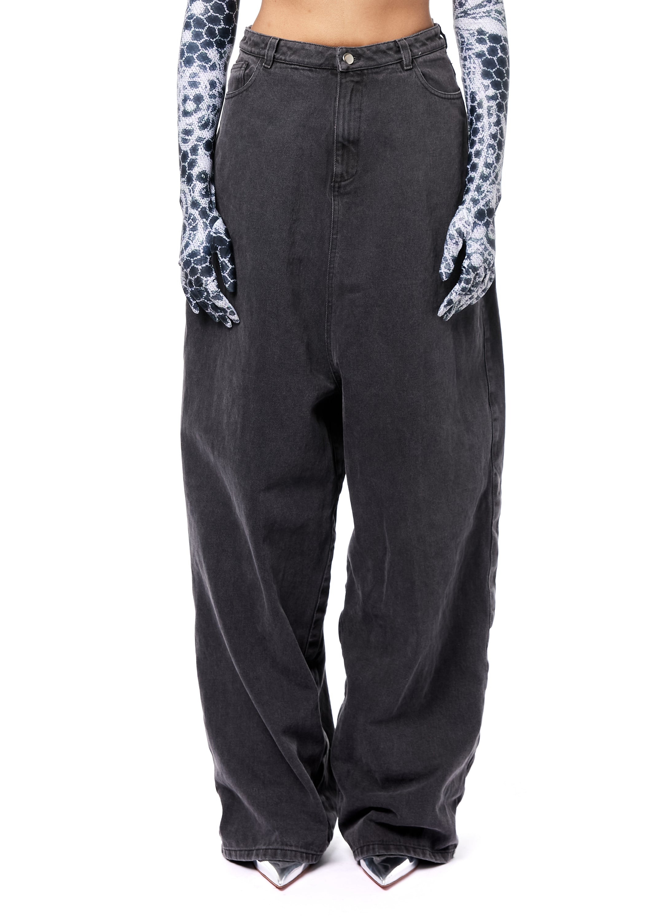 OVERSIZED WASHED DENIM TROUSERS