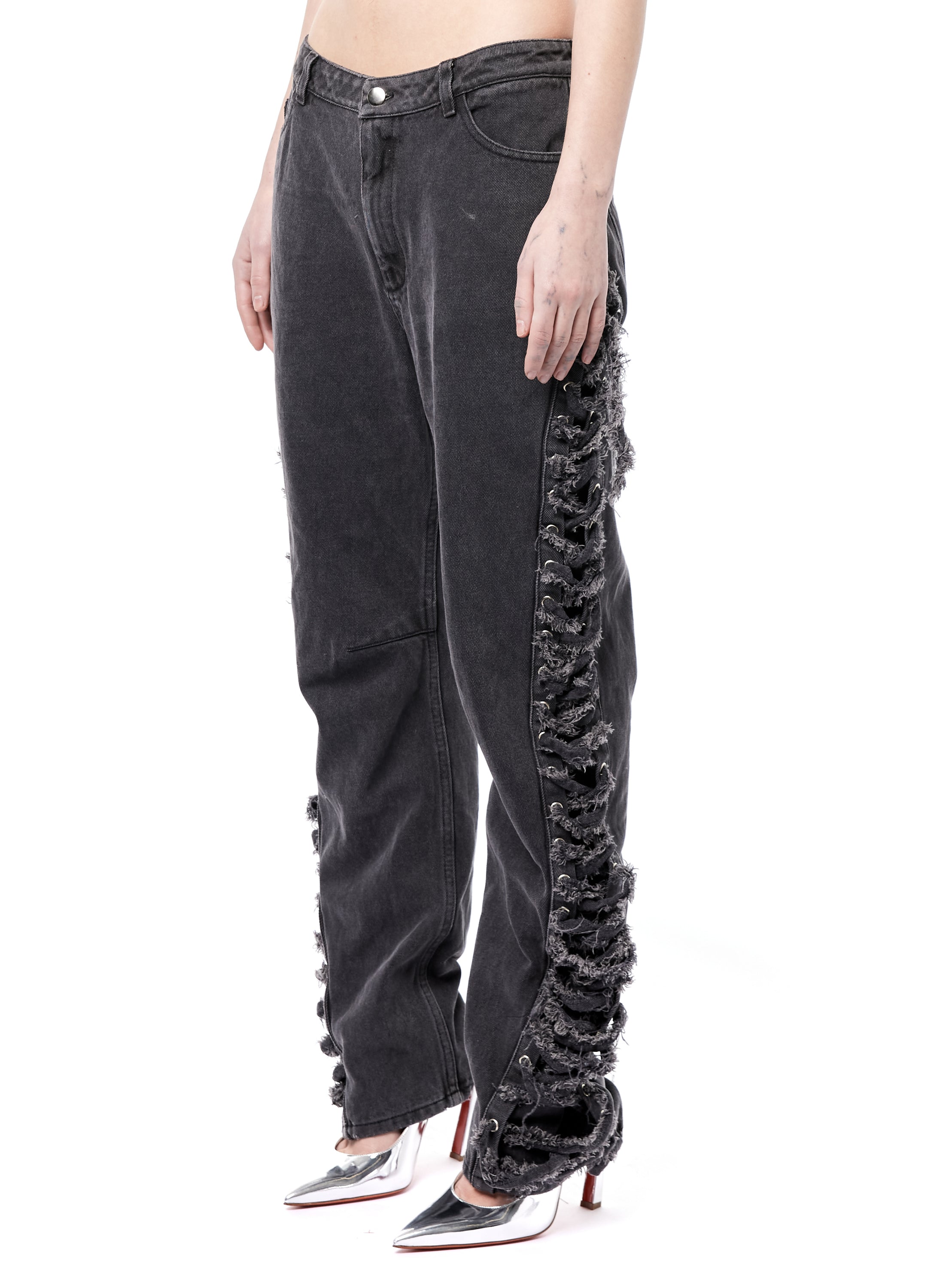 WASHED DENIM PANT WITH LACES – WEINSANTO