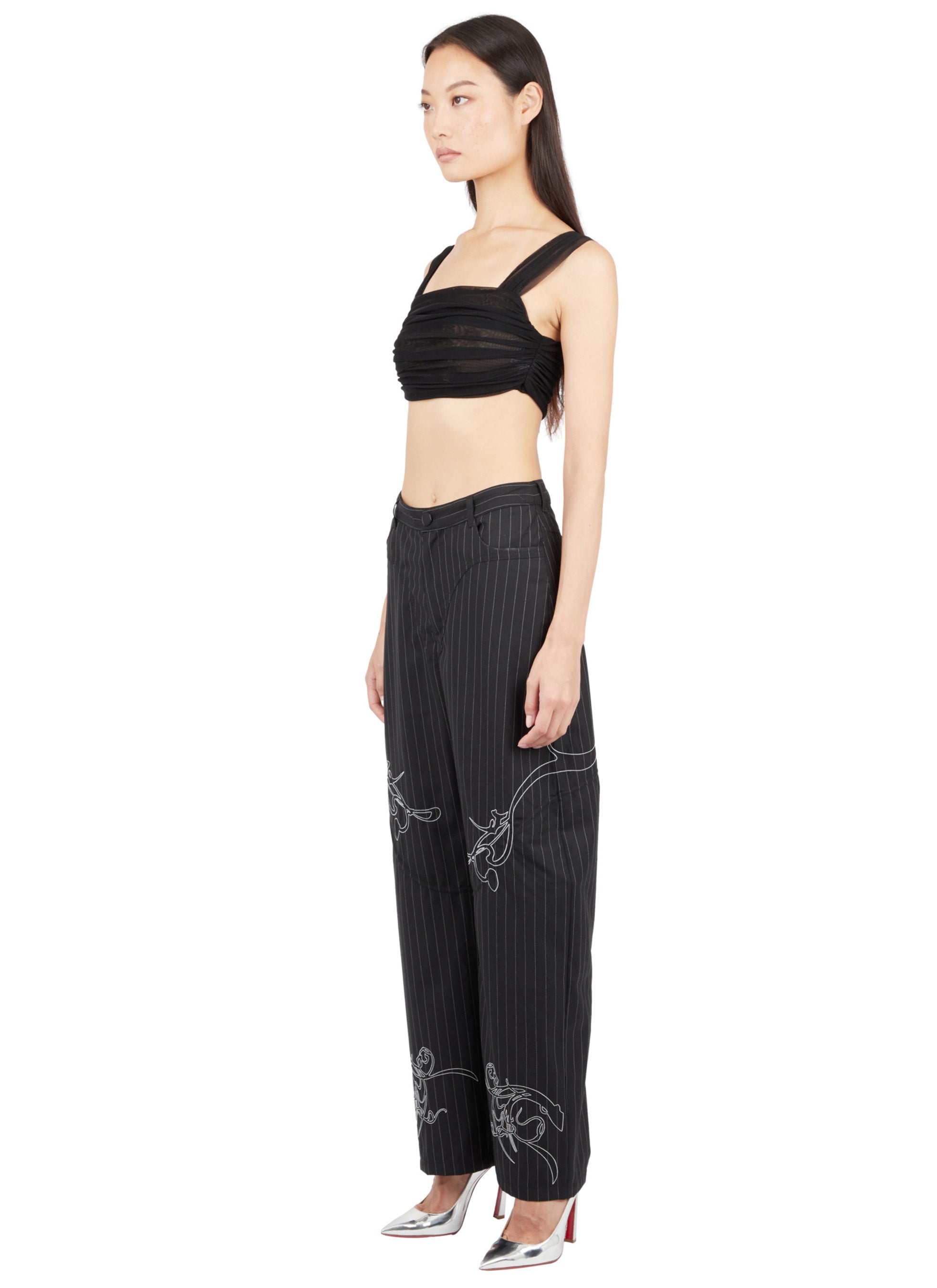 EMBROIDERED BOYISH TROUSERS