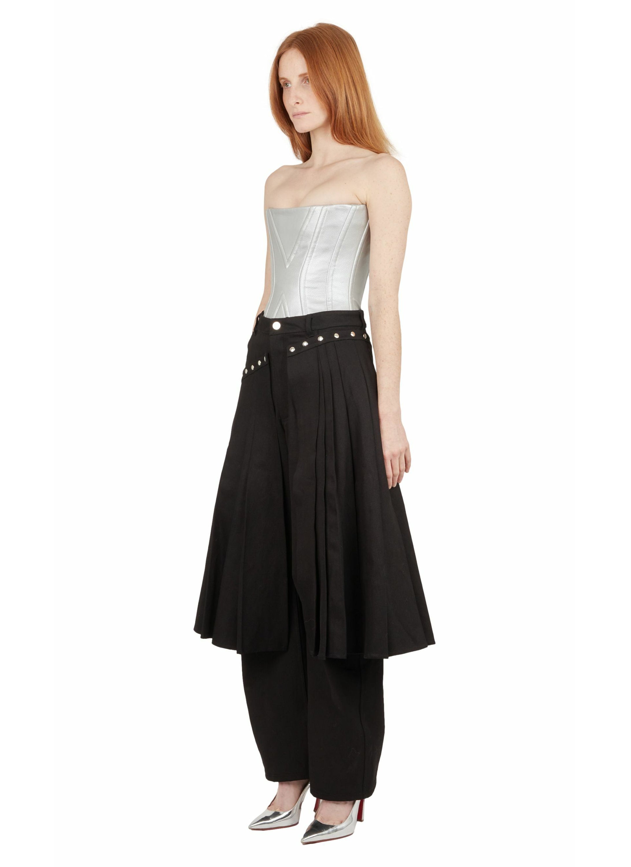 PANTS WITH REMOVABLE PLEATED SKIRT