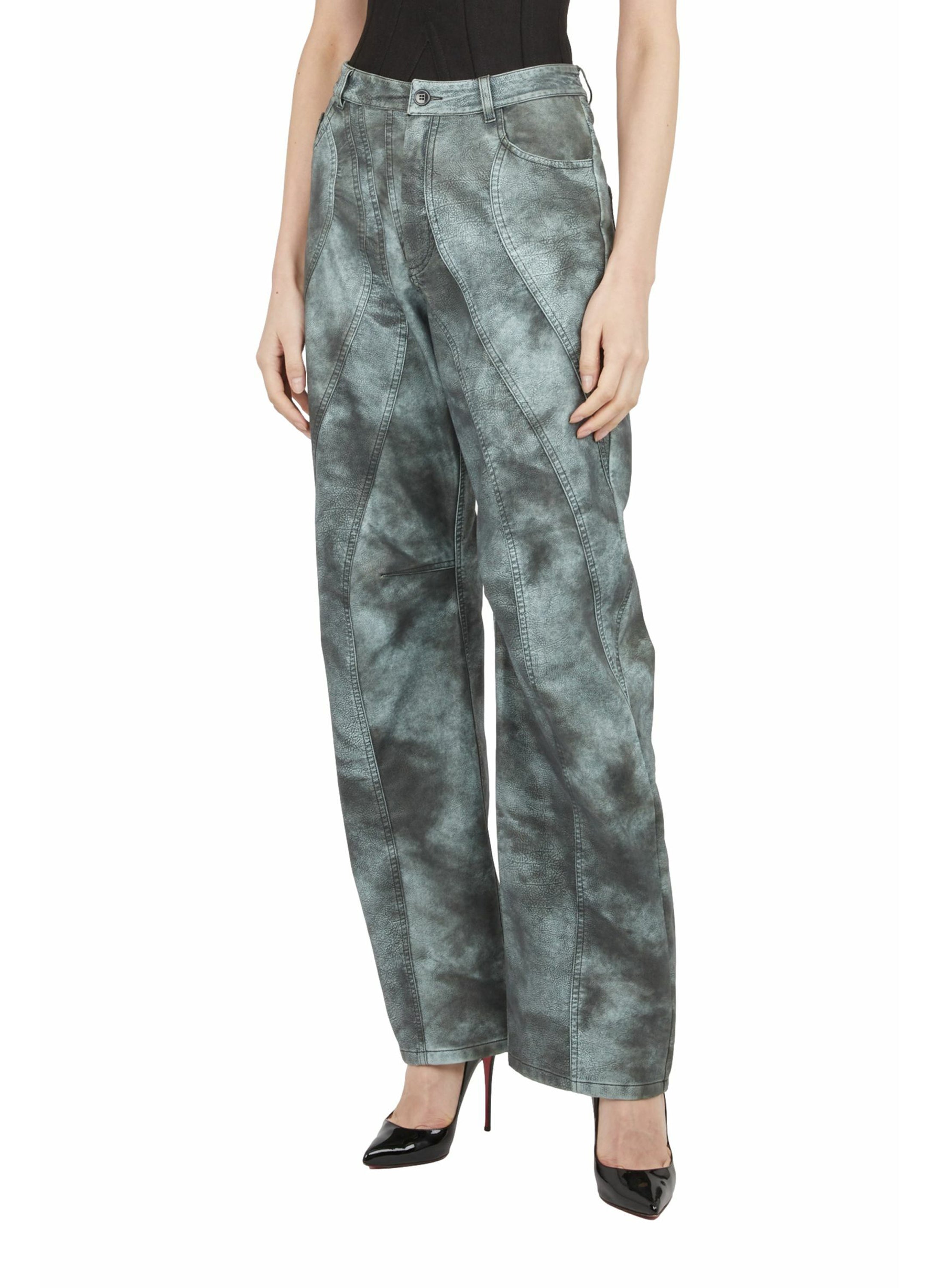 ASYMMETRICAL CUT-OUTS FAUX LEATHER TROUSERS