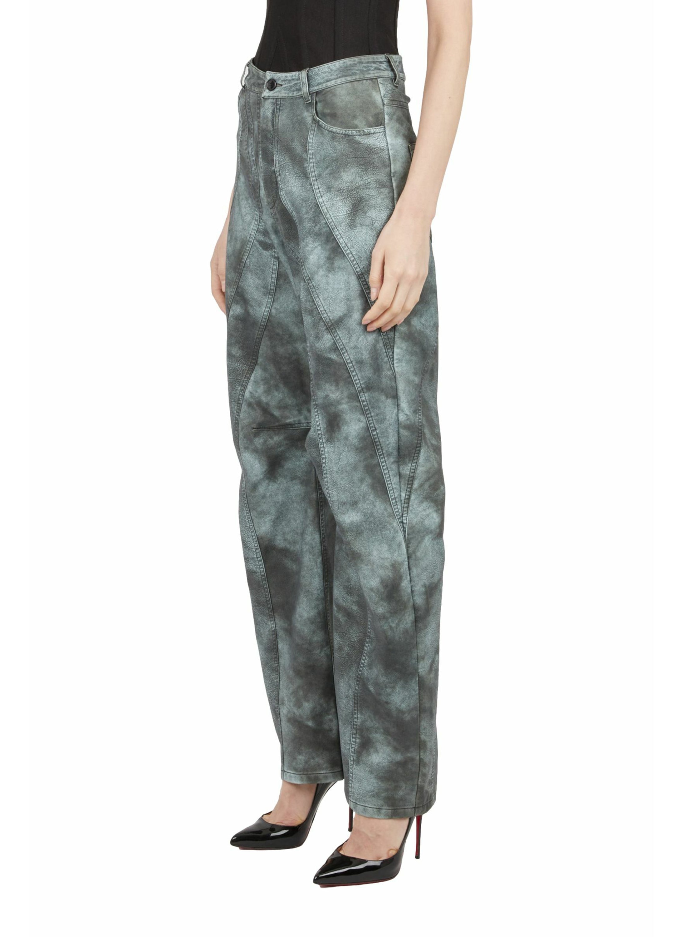 ASYMMETRICAL CUT-OUTS FAUX LEATHER TROUSERS