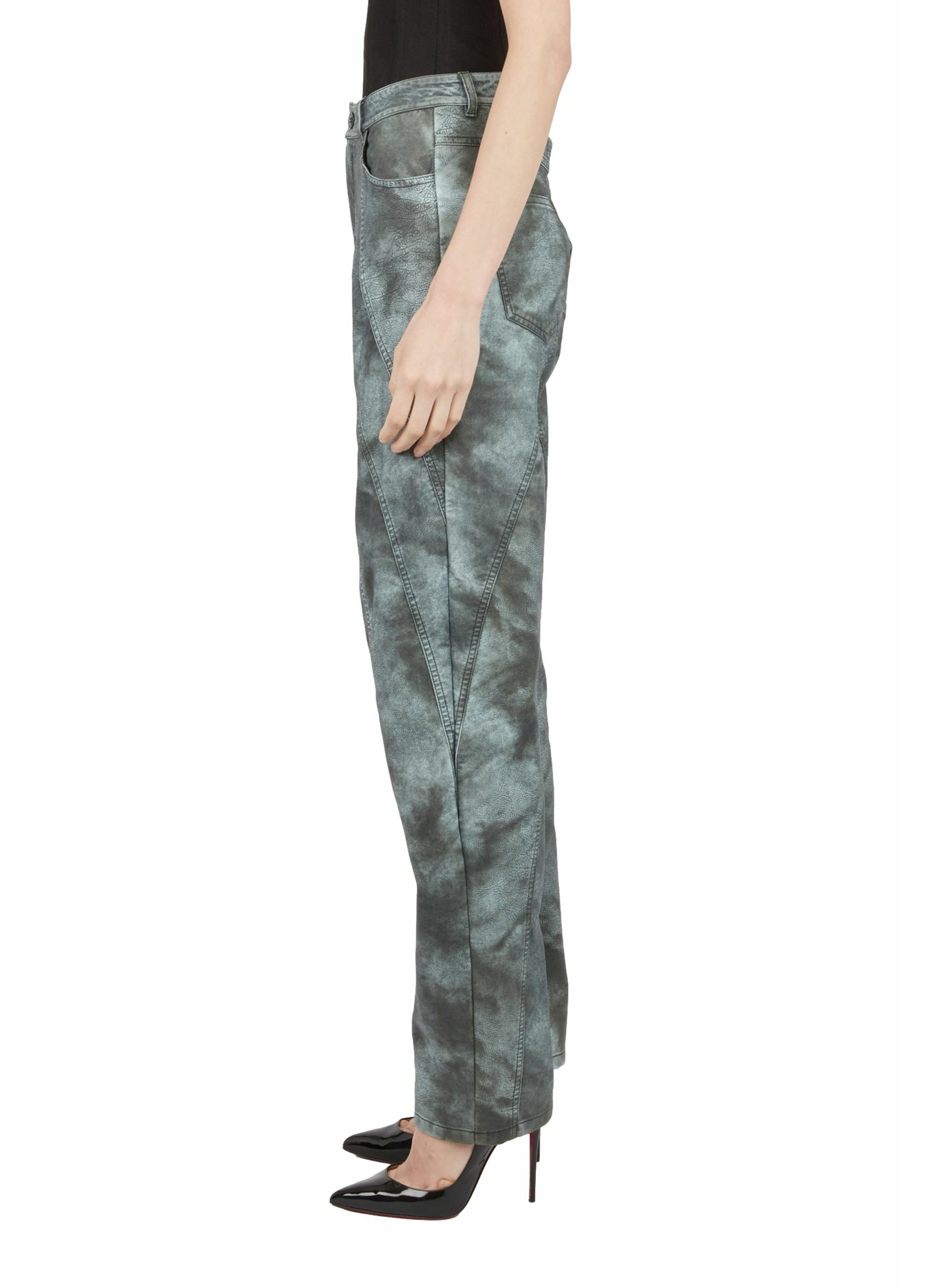 ASYMMETRICAL CUT-OUTS FAUX LEATHER TROUSERS