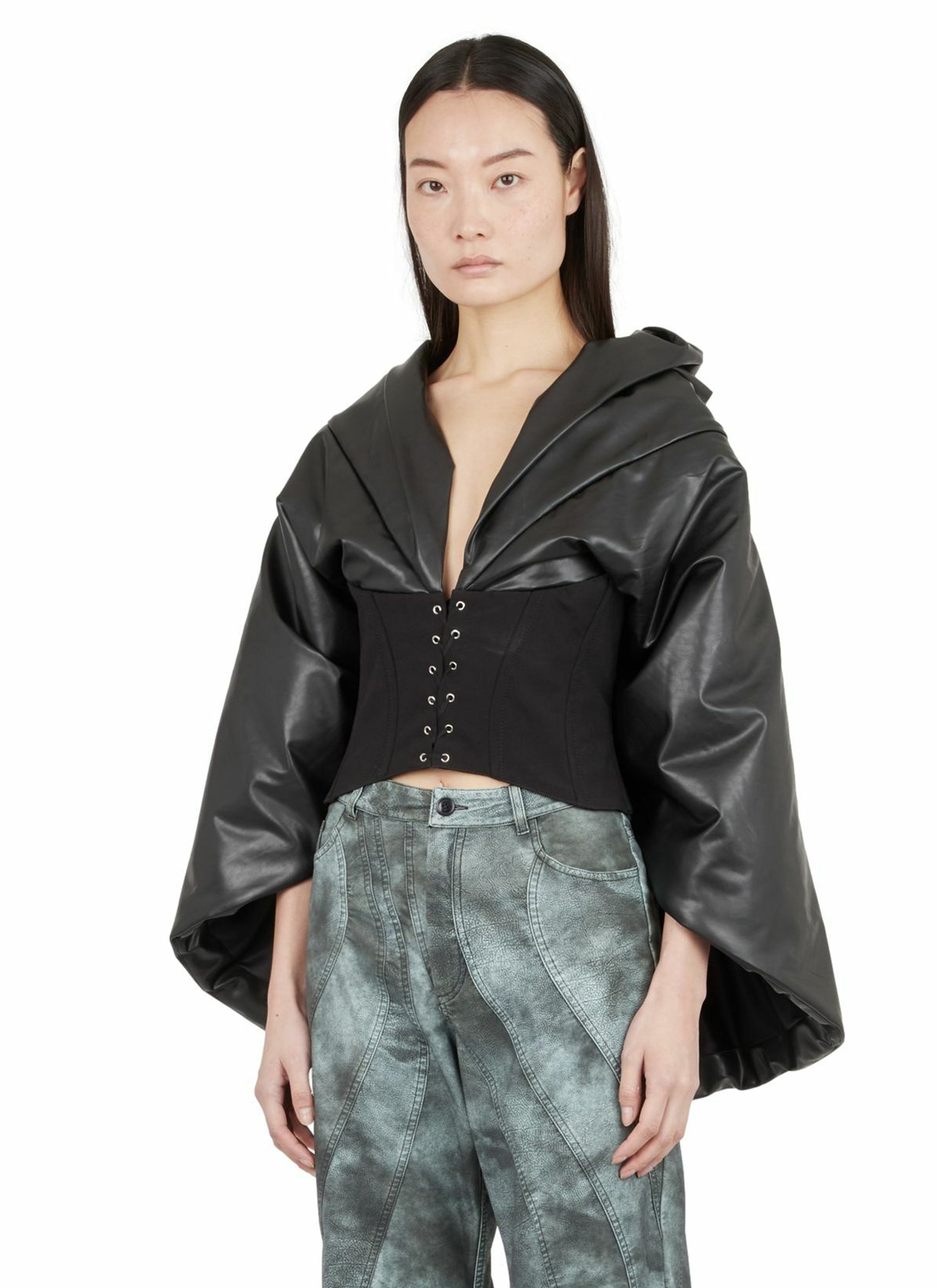 CORSET DRAPED CAPE TOP