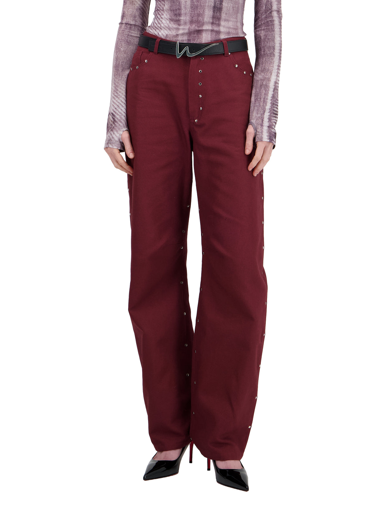DENIM PANTS WITH METAL TRIMS ON THE SIDE