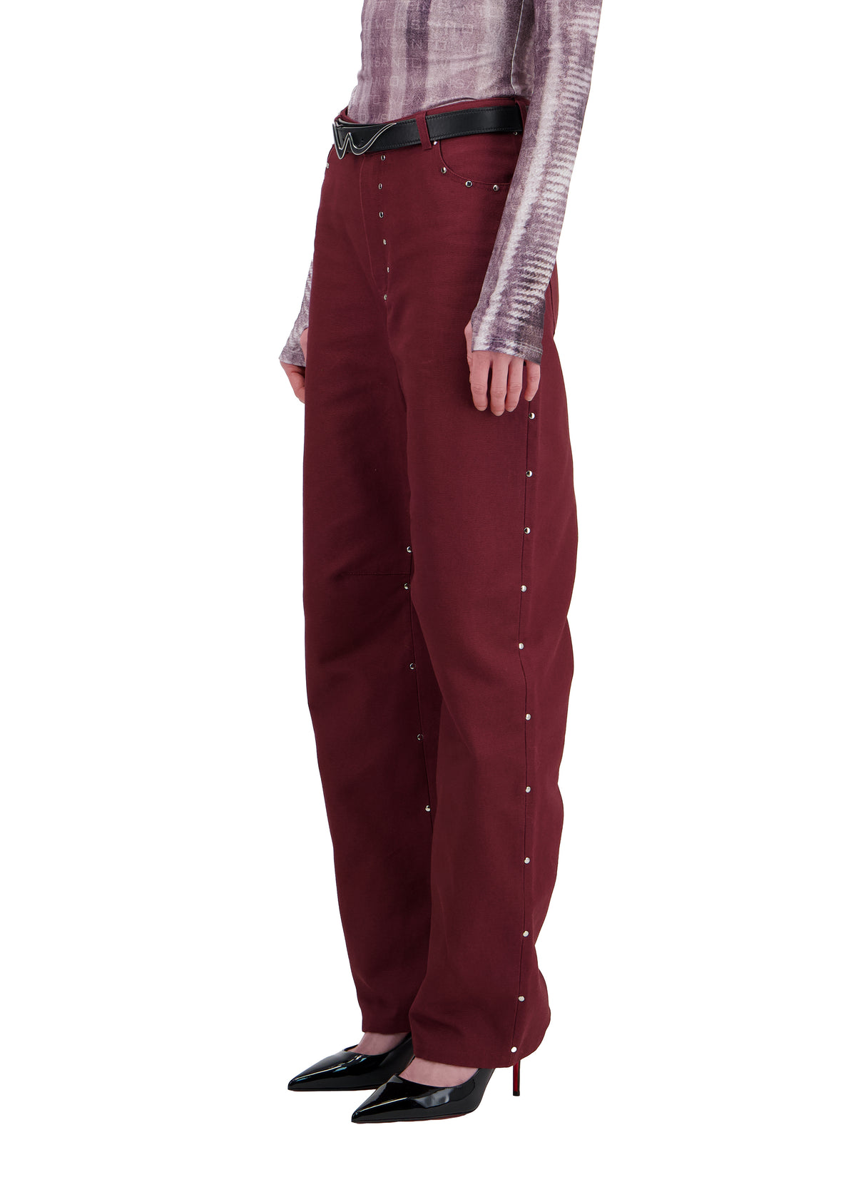 DENIM PANTS WITH METAL TRIMS ON THE SIDE