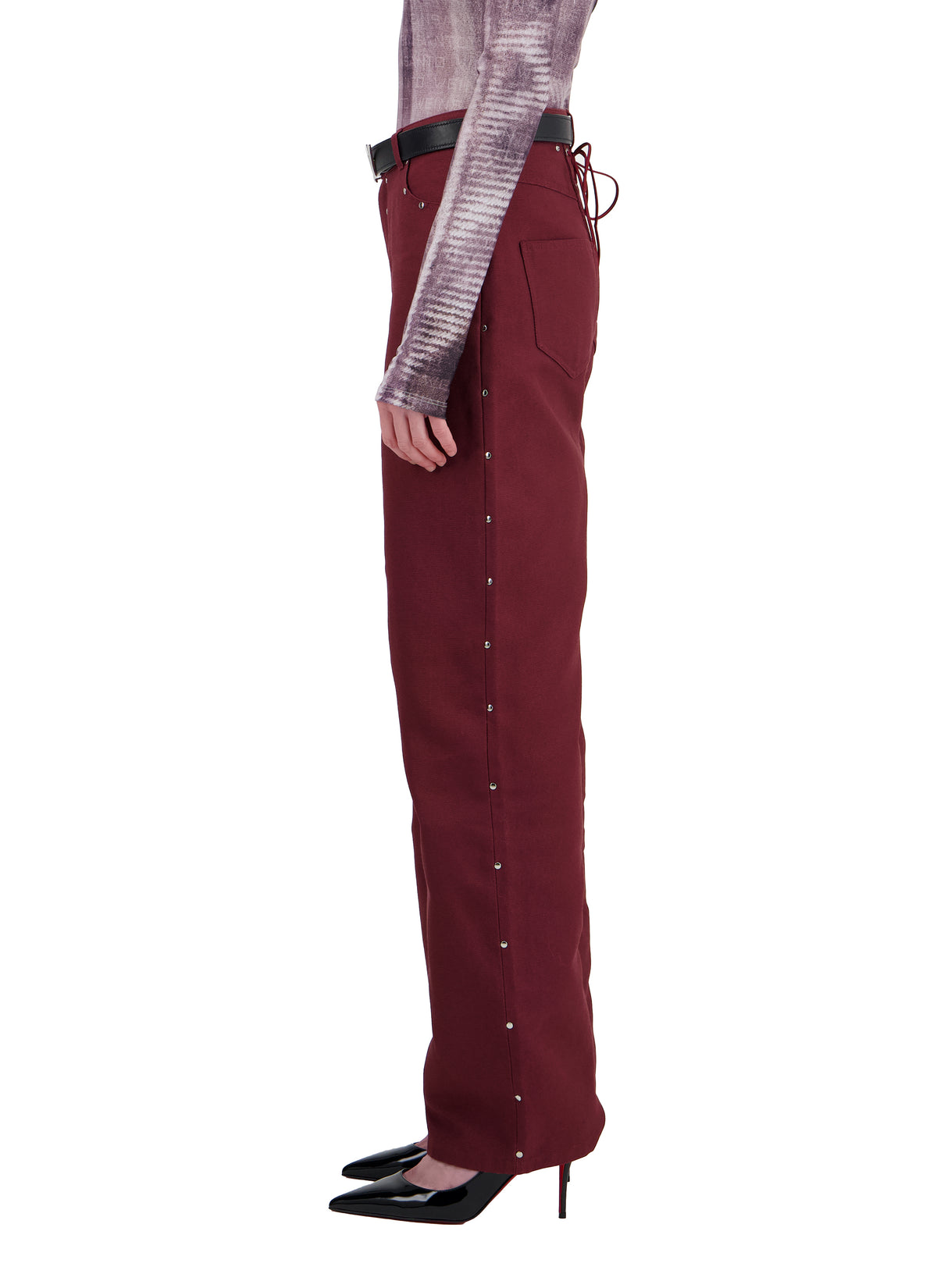 DENIM PANTS WITH METAL TRIMS ON THE SIDE