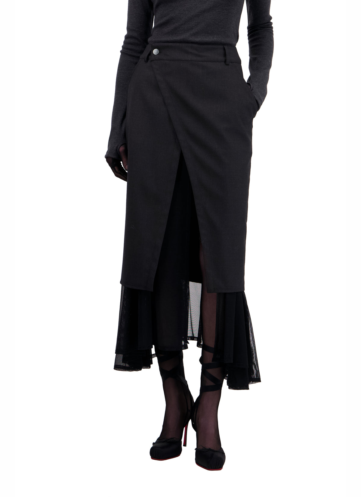 ASYMMETRICAL SKIRT WITH DOUBLE LAYER