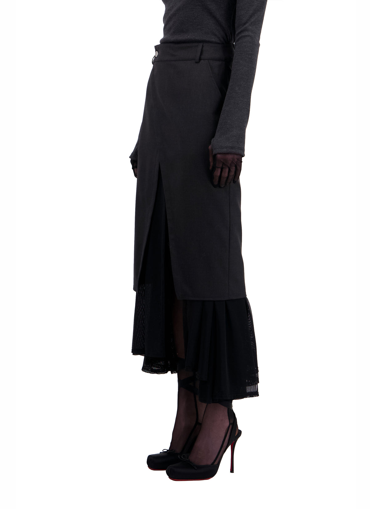 ASYMMETRICAL SKIRT WITH DOUBLE LAYER