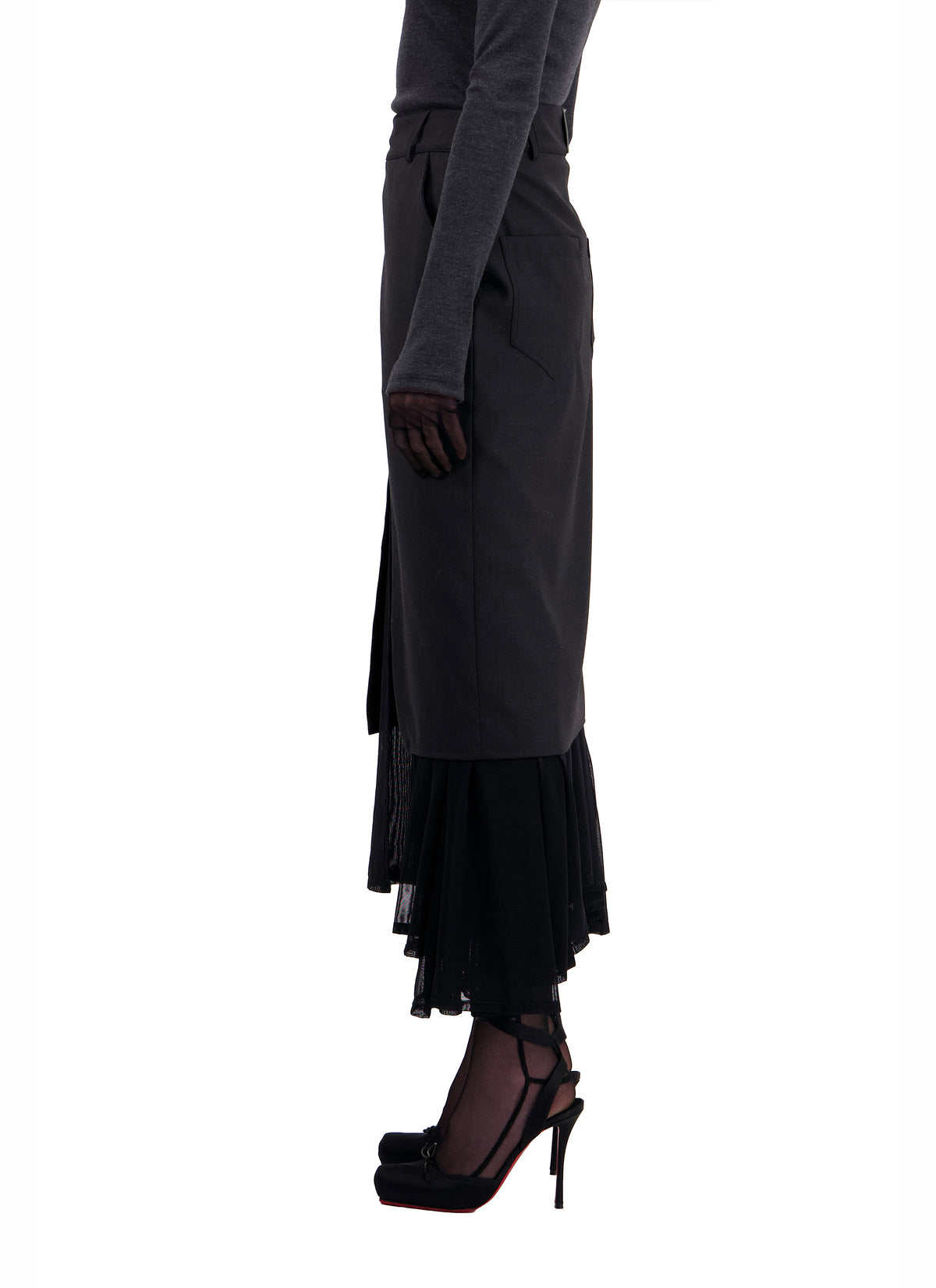 ASYMMETRICAL SKIRT WITH DOUBLE LAYER