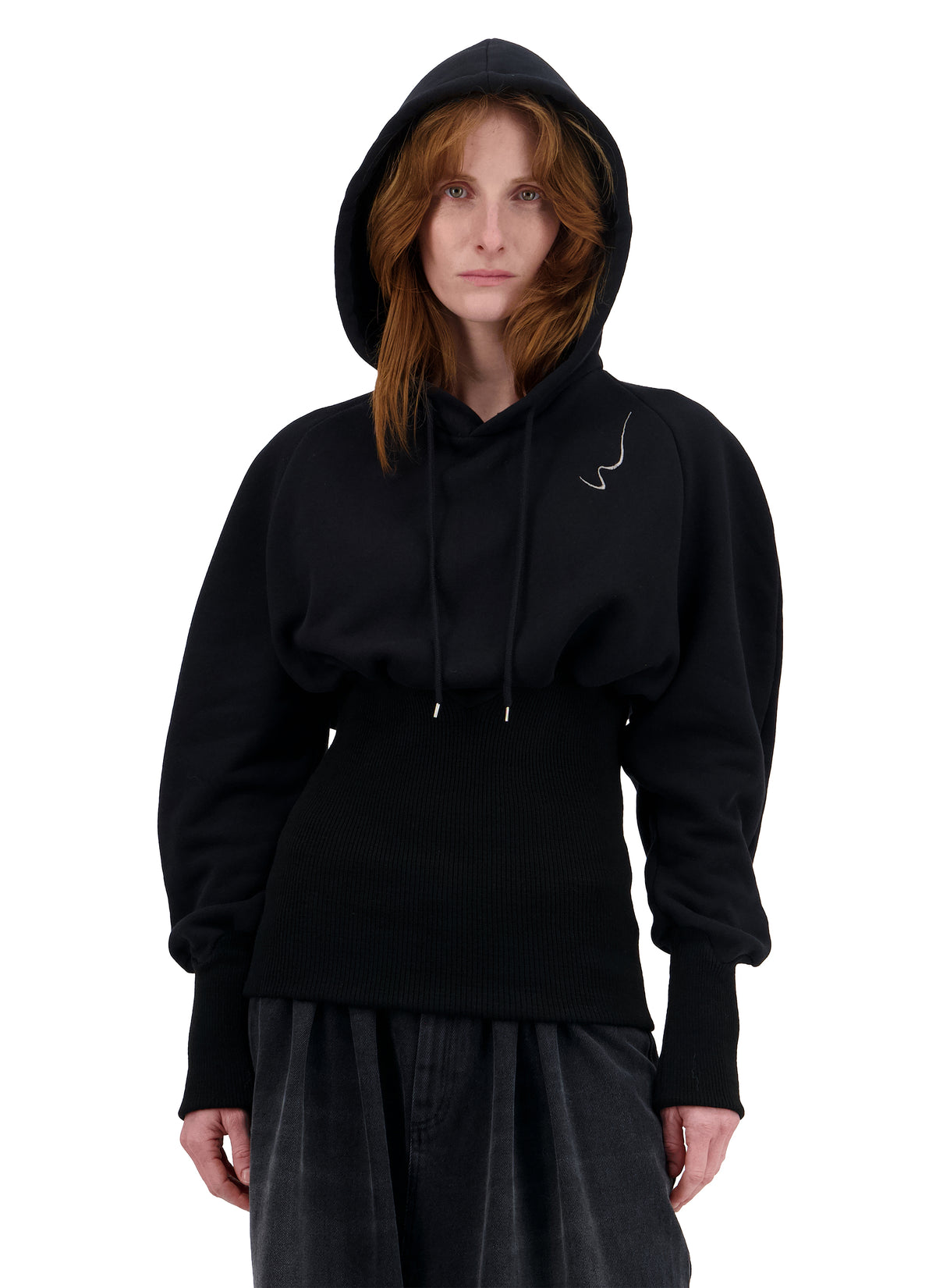 HOODIE WITH RIB CORSET