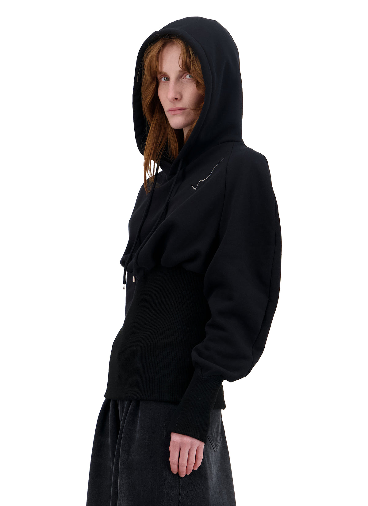 HOODIE WITH RIB CORSET