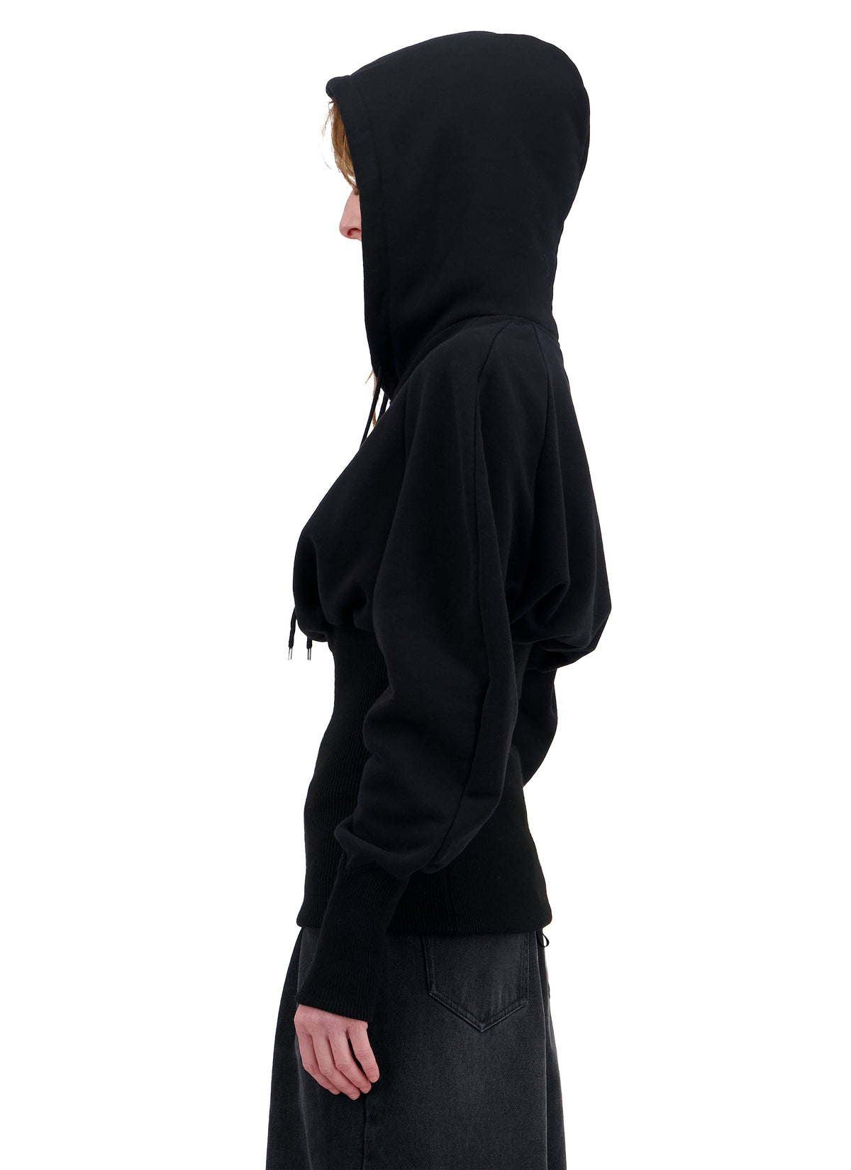 HOODIE WITH RIB CORSET