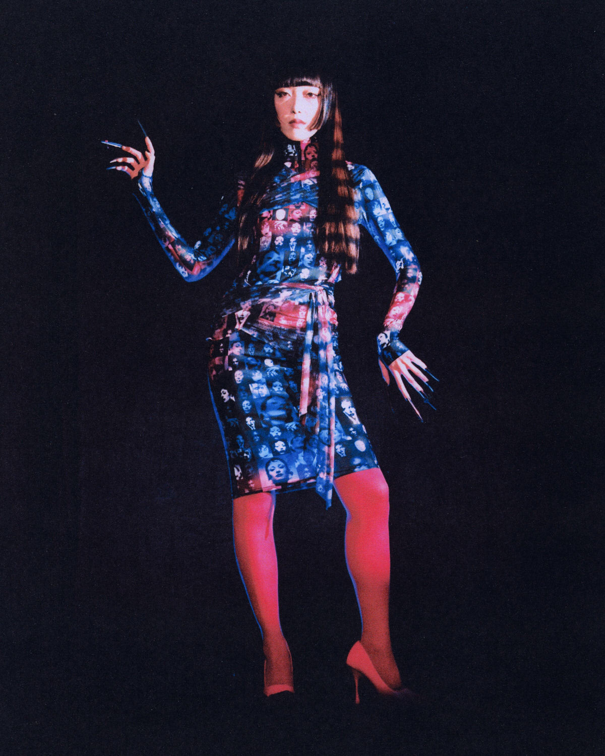 DRAPED PRINTED FITTED DRESS