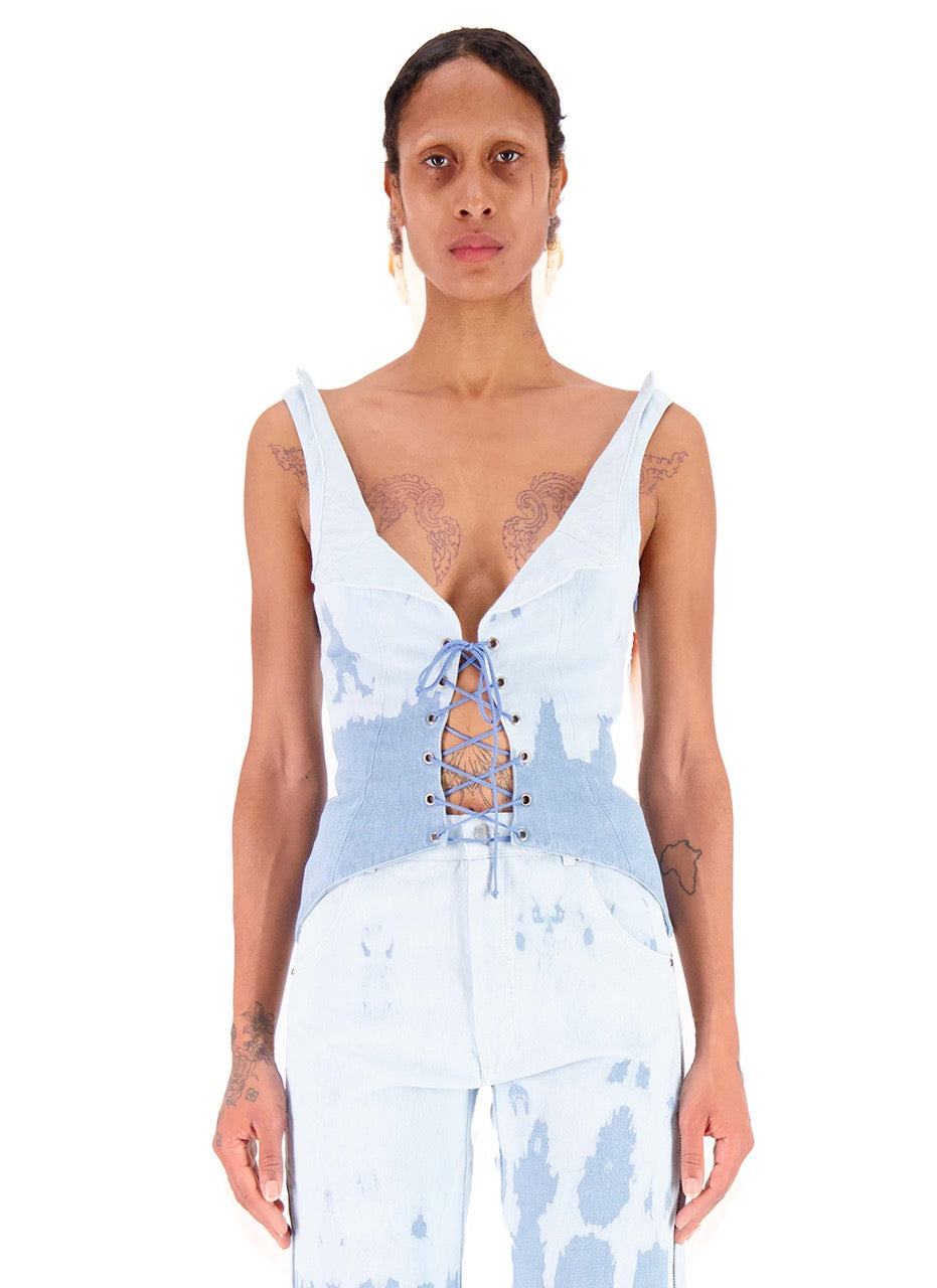 WASHED DENIM BUSTIER